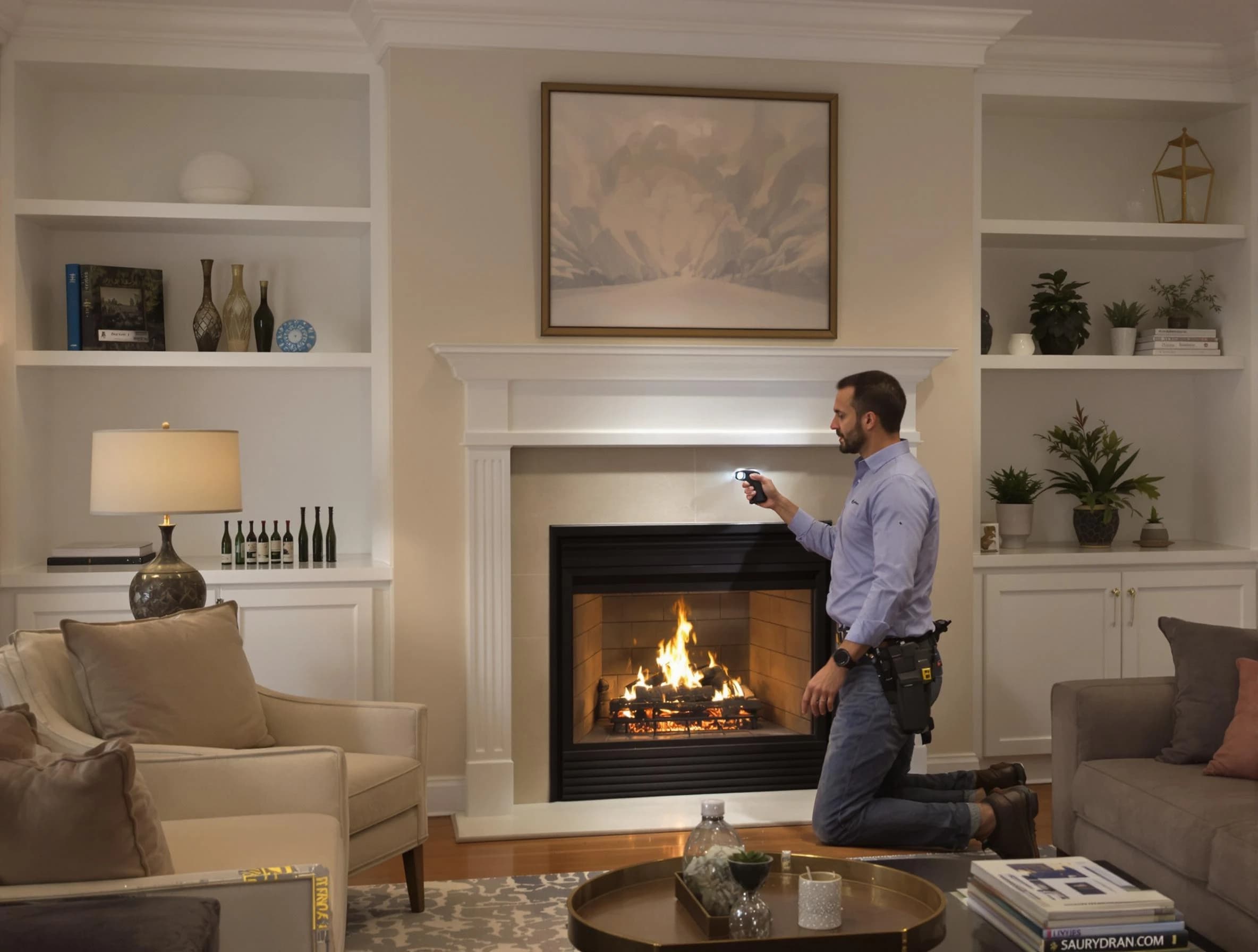 Gunbarrel Chimney Sweep conducting a fireplace safety inspection in Gunbarrel, CO