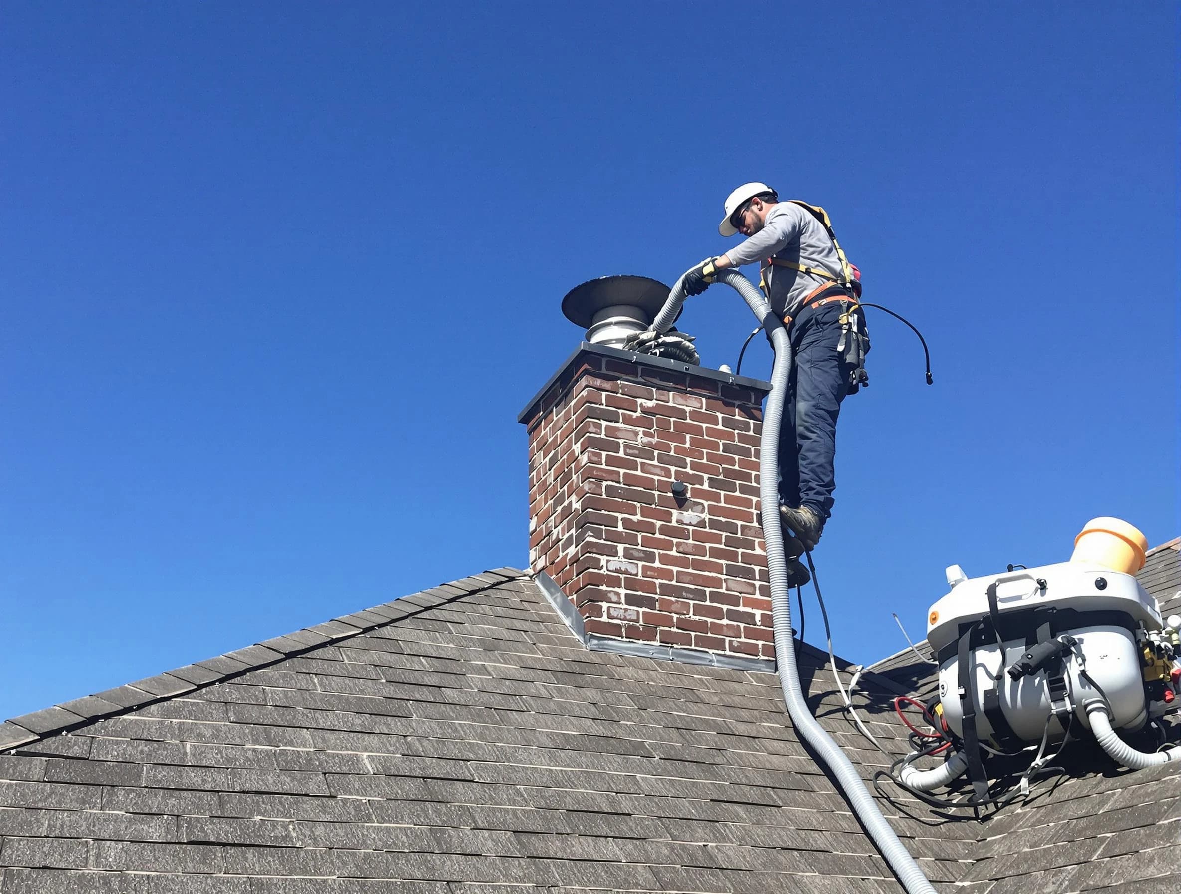 Dedicated Gunbarrel Chimney Sweep team member cleaning a chimney in Gunbarrel, CO