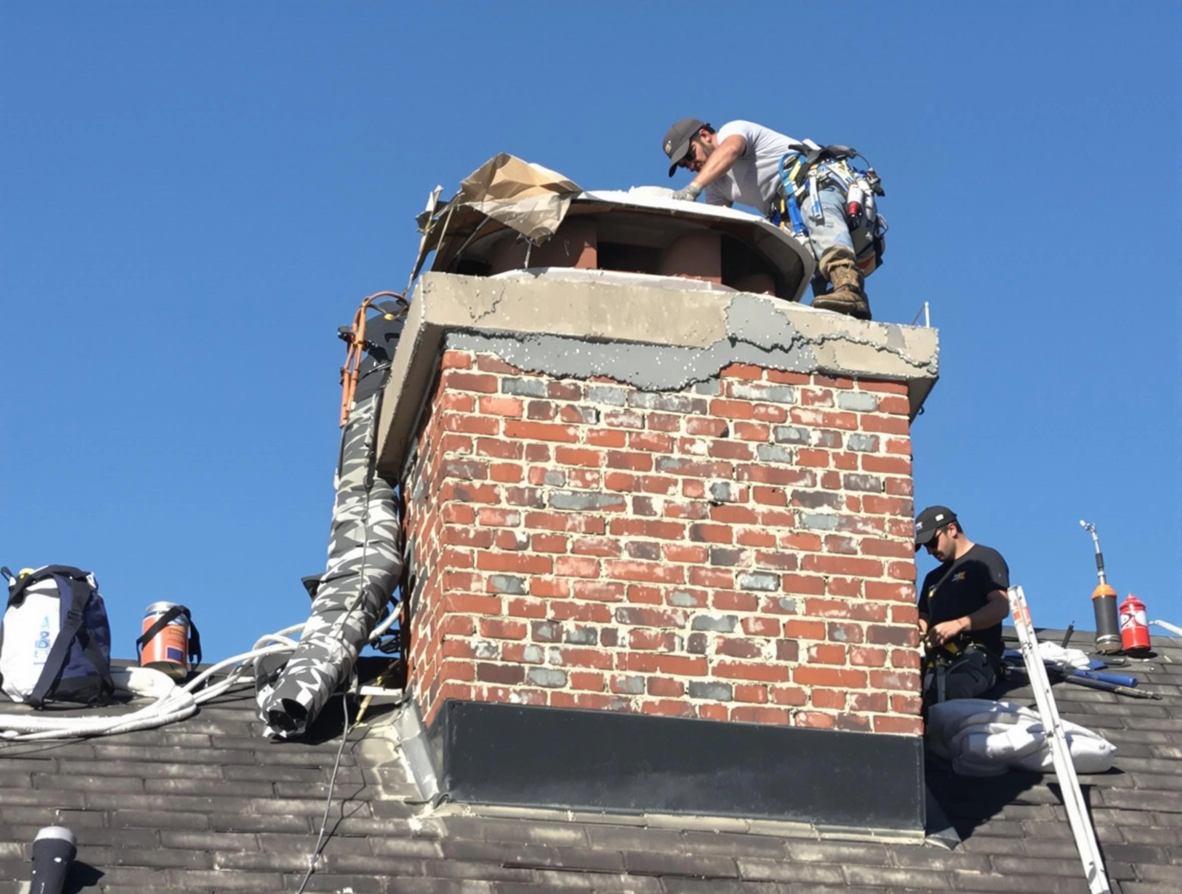 Gunbarrel Chimney Sweep installing a custom chimney crown in Gunbarrel, CO