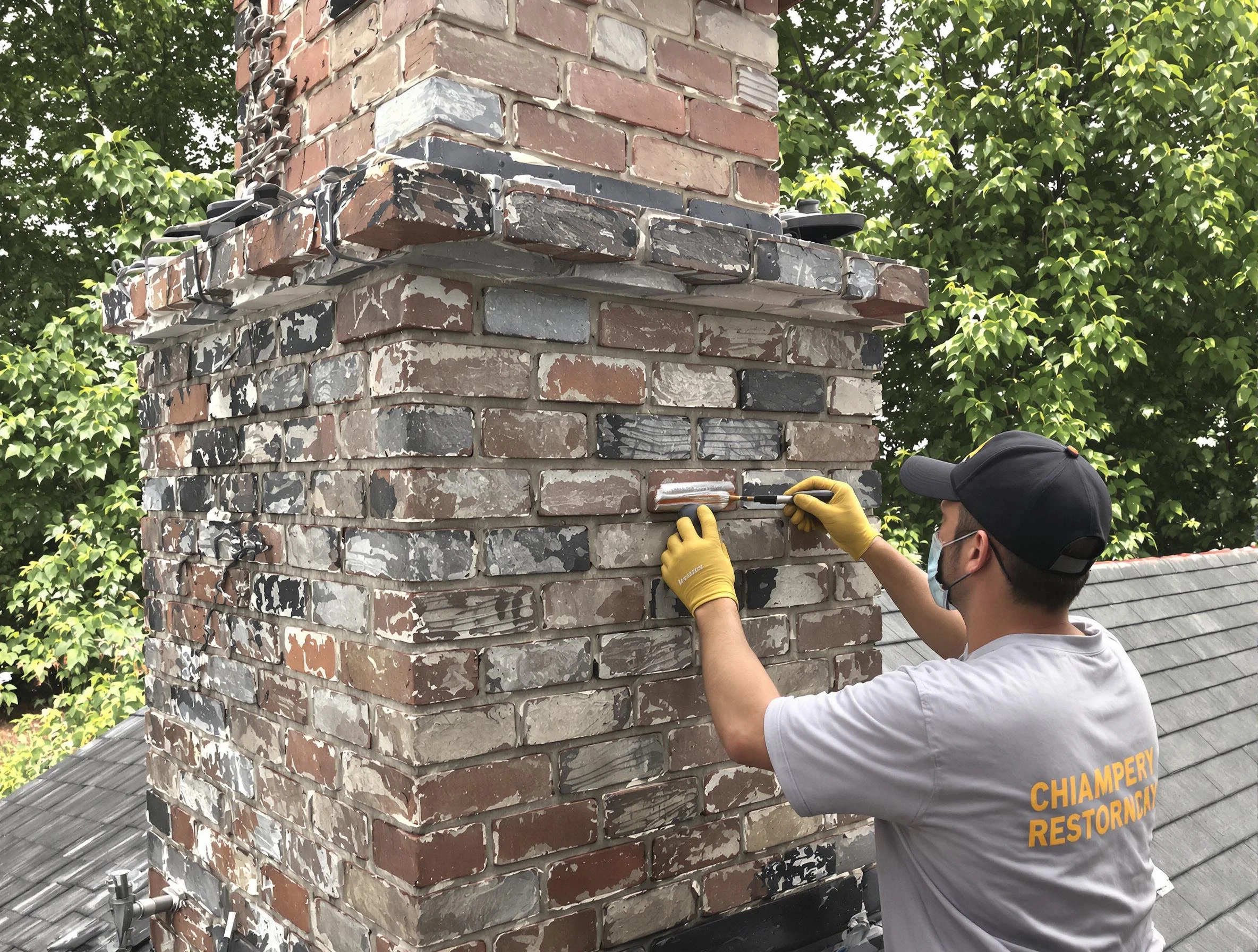 In-progress chimney restoration by Gunbarrel Chimney Sweep in Gunbarrel, CO