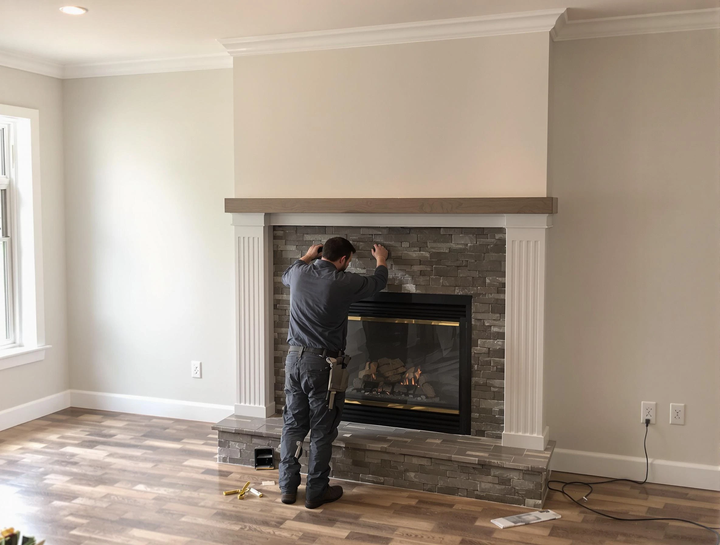 Gunbarrel Chimney Sweep finishing a custom fireplace install in Gunbarrel, CO